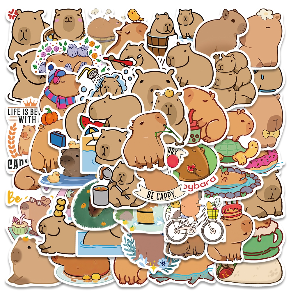 

New Gaya lucu Capybara Stiker Hewan kecil Stiker Anti Air Stikers Berperekat Waterproof sticker decal buat Motor Helm Buku Journal Koper Casing HP Laptop Botol Minum