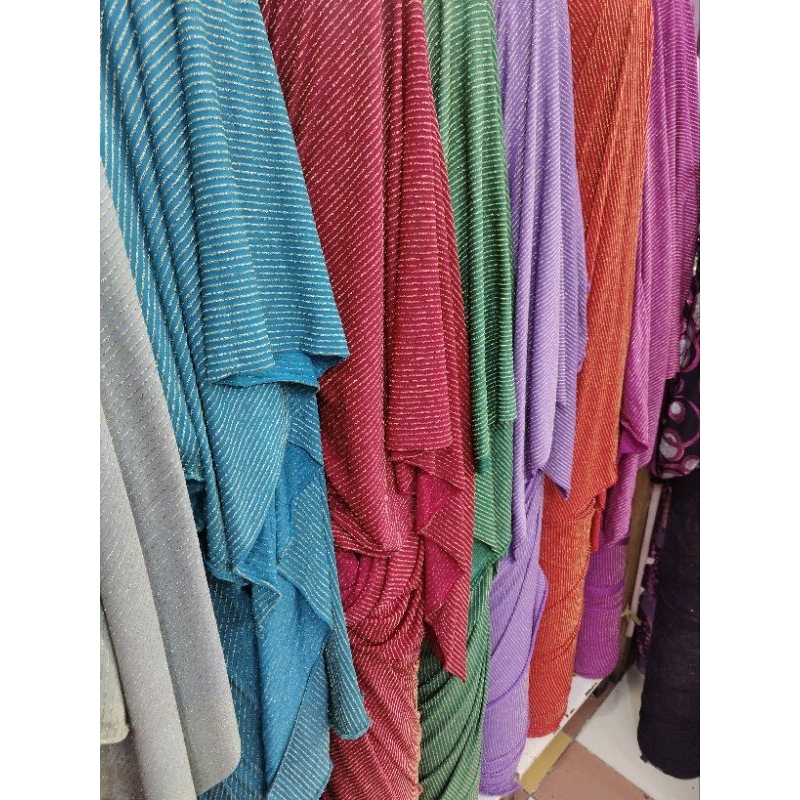 Kain SPANDEK LYCRA salur Benang Emas