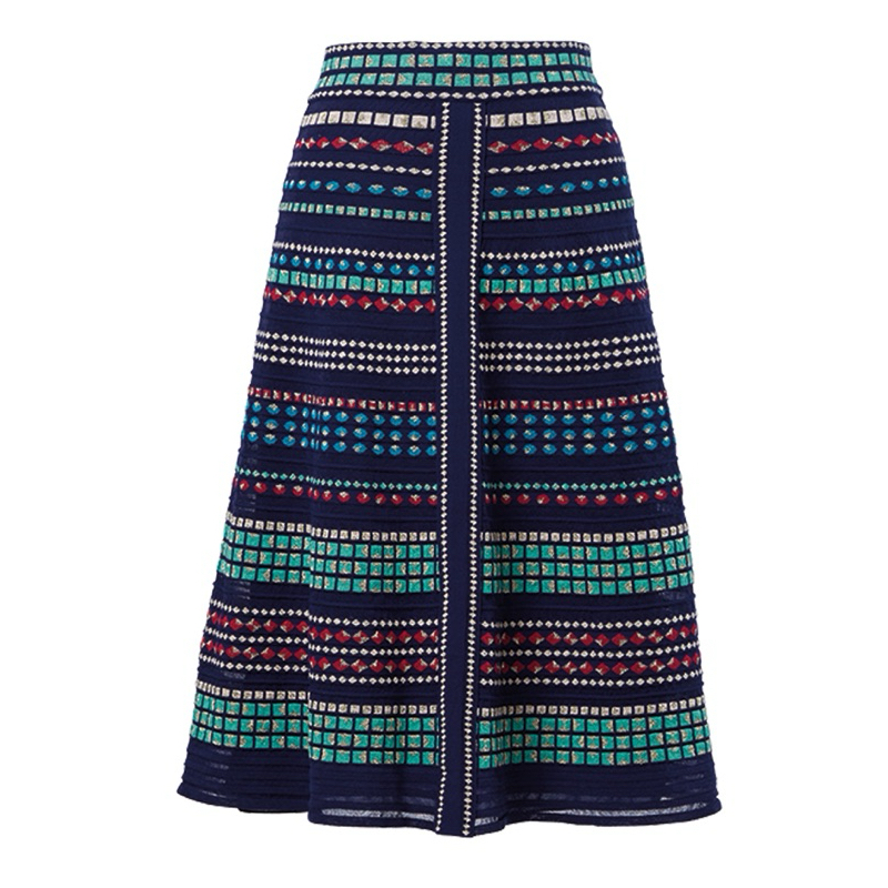 MISSONI A-Line Knit Skirt With Small Squares Arranged In Stripes Size 42