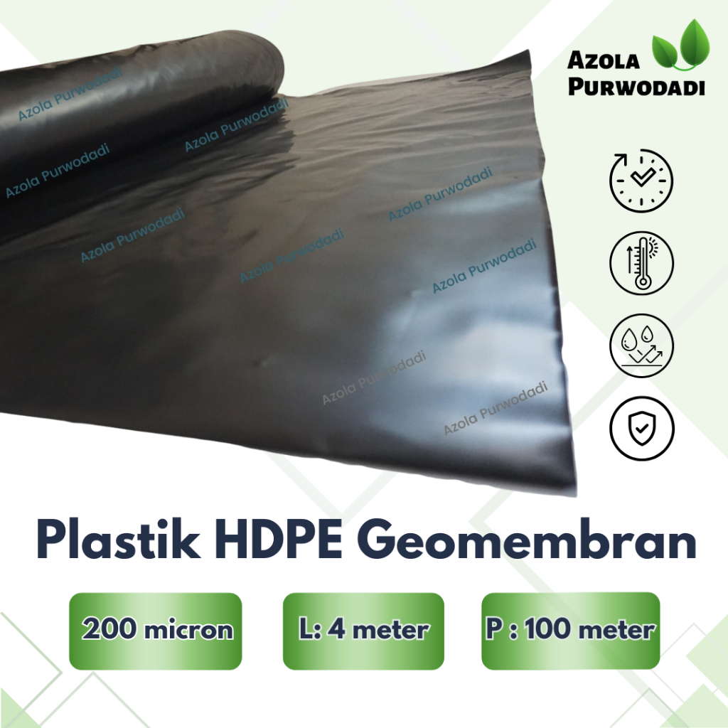 Plastik HDPE Geomembran 200 Micron 1 ROLL (L: 4 meter X P: 100 meter) untuk kolam/tambak