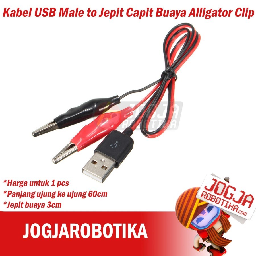Kabel USB Male to Jepit Capit Buaya Alligator Clip