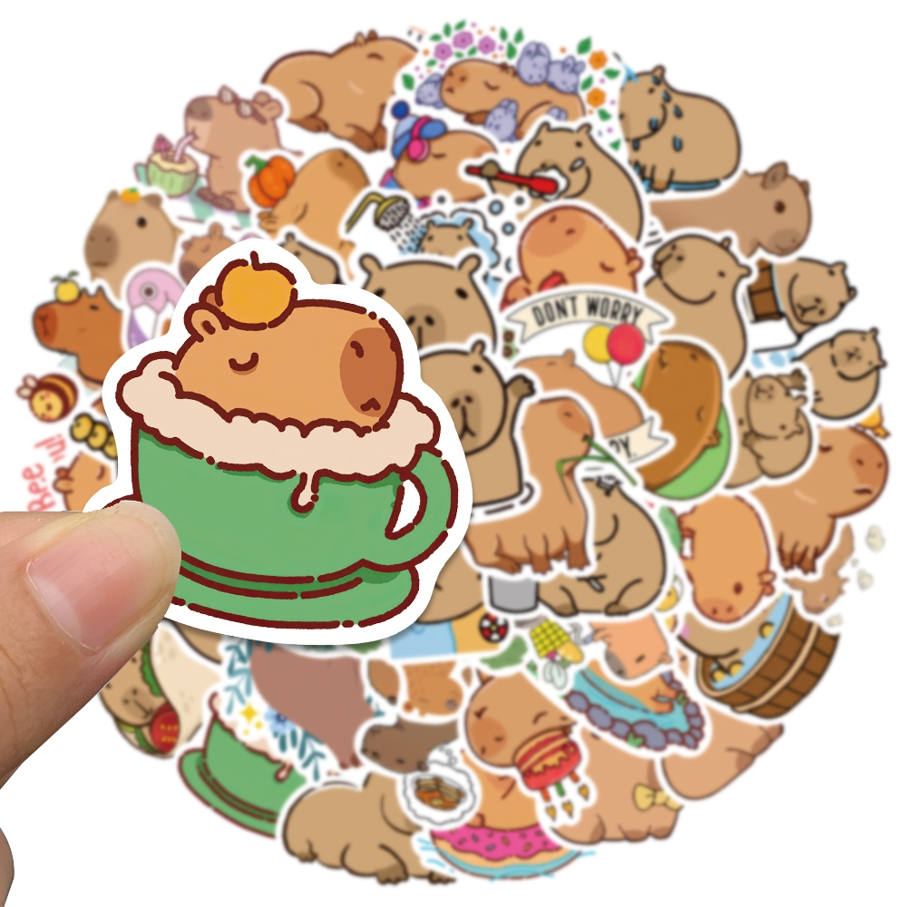 

COD✨50PCS gaya Kapibara kartun yang lucu stiker untuk papan luncur/Buku Harian/Laptop/Sticker Helm Tahan Air Vinil/hp casing stiker tahan air berperekat