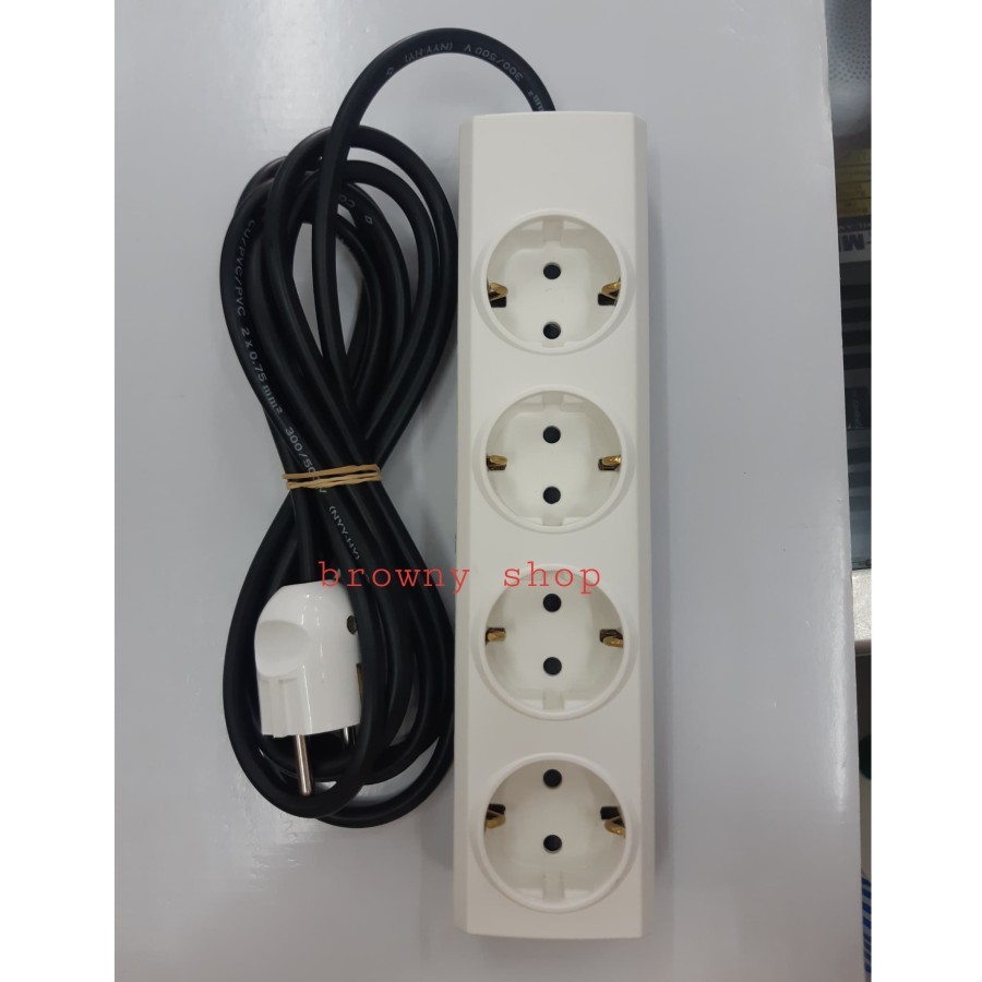 BROCO STOP KONTAK + KABEL RAKIT 3 LUBANG 4 LUBANG