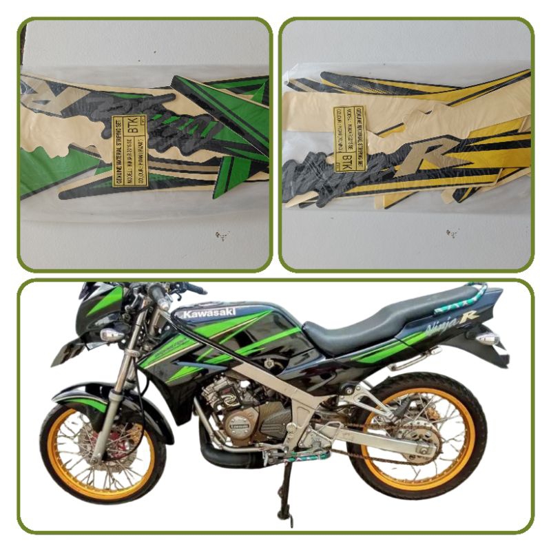 stiker striping Ninja R tahun 2015 SE hijau stiker Kawasaki ninja standar satu set