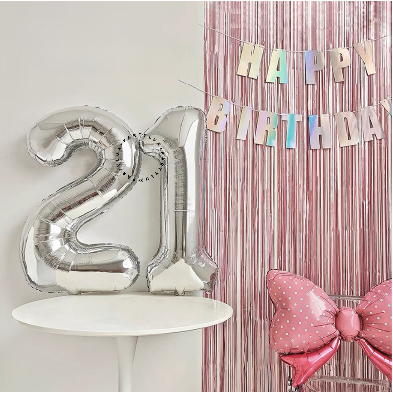 BALON ANGKA SILVER 80CM / BALON FOIL ANGKA 80CM / BALON ANGKA JUMBO