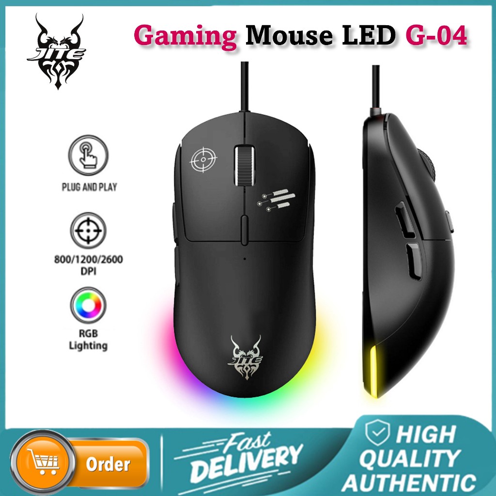 JITE Mouse Gaming G-04 2600DPI Gaming Mouse RGB Kabel USB 500 - 1000 Hz fps