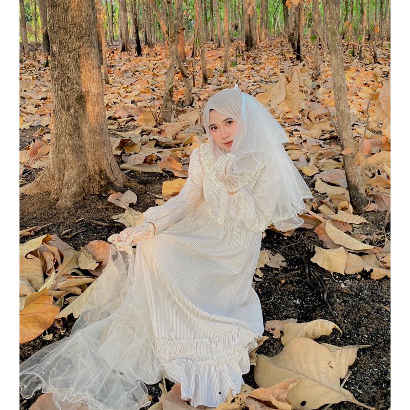 WEDDING VEIL GLOW IN THE DARK / kain veil pengantin + jepitan penutup kepala hiasan head aksesoris b