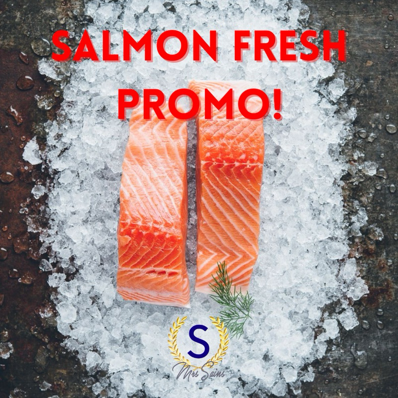 SALMON Fresh Salmon Fillet Sashimi Grade Atlantic, Salmon Segar 1 kg isi 5 Pcs (Atlantic Salmo Salar