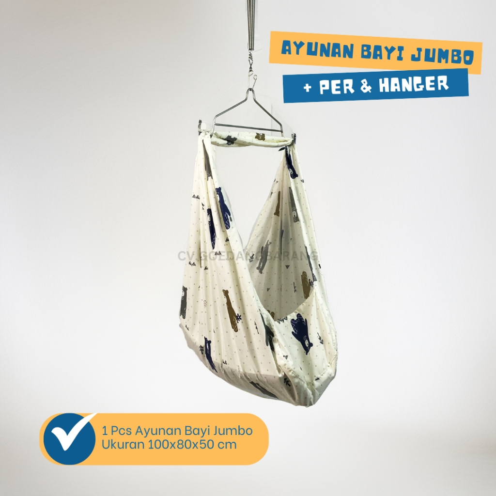 HOKI Ayunan bayi jumbo + Per & Hanger Ayunan bayi set kelambu Set ayunan bayi lengkap Ayunan bayi