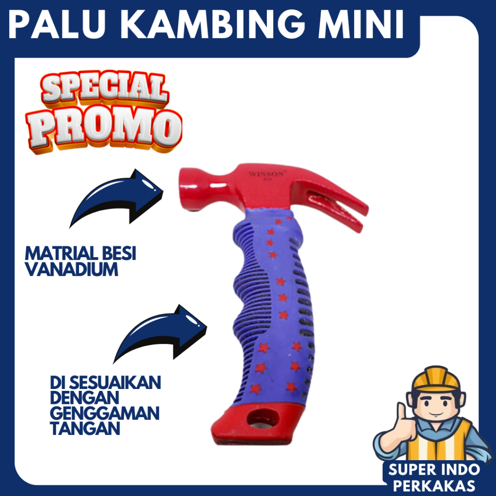Palu kambing gagang besi 8 oz / palu mini gagang karet / palu mini kuat / palu mini serbaguna / mart