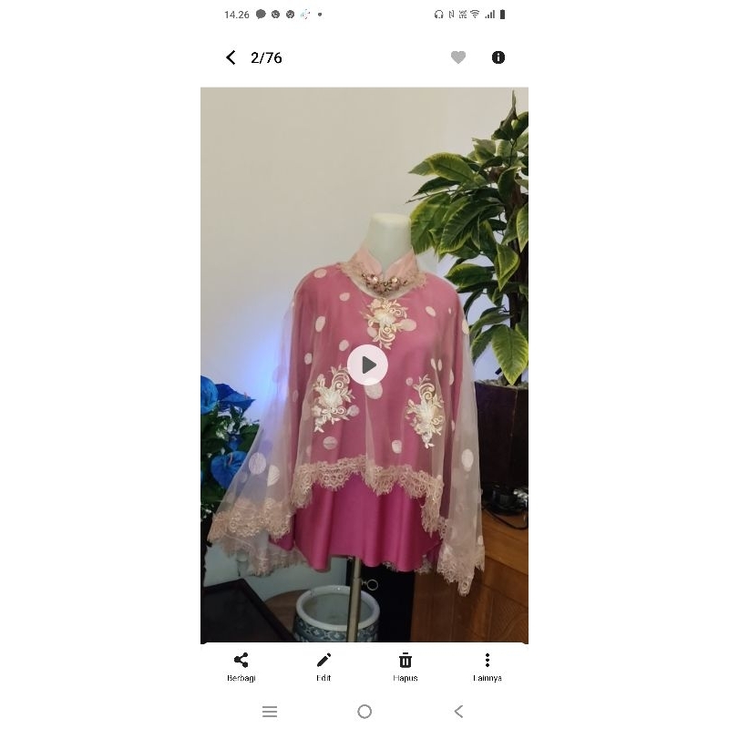 [PRELOVED LIKE NEW] LUIRE BY RADEN SIRAIT, OUTER FREE SIZE, PBD50, PBB80 BABY PINK oleh