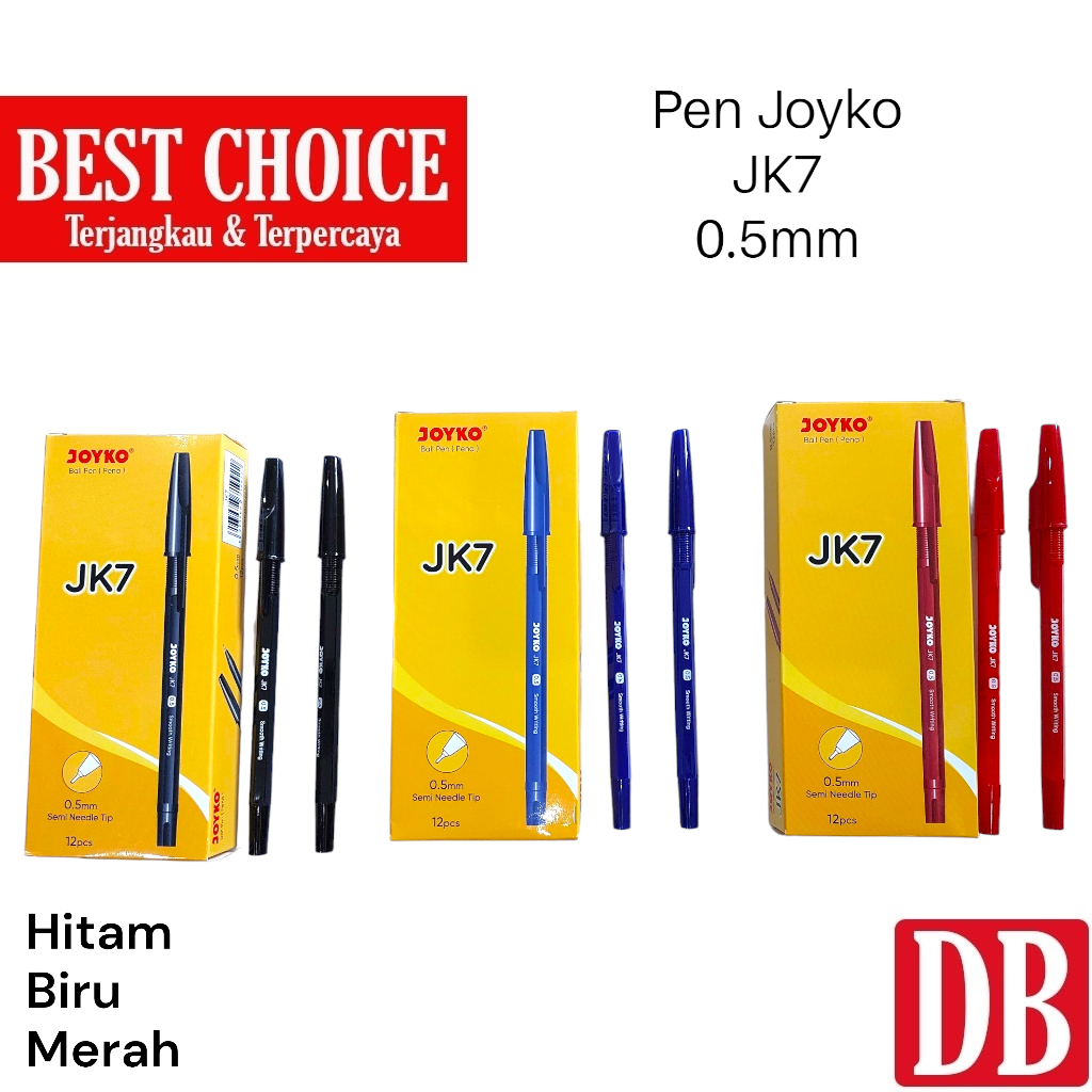 

Ballpoint / Pulpen Joyko JK-7 0.5mm Hitam / Biru / Merah (12pcs)