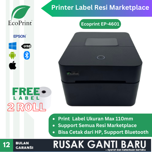PRINTER ECOPRINT PRINTER BARCODE THERMAL - LABEL PRINTER XPRINTER EP 4601 SIZE 110MM - A6 PRINTER US
