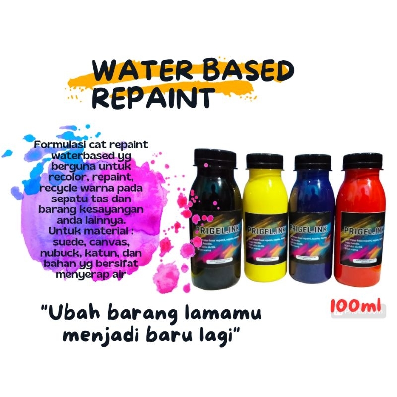 Cat Repaint Recolour / Cat Warna Untuk Sepatu Canvas Nubuck Sude Paket Warna Primer + putih 100ml Fr
