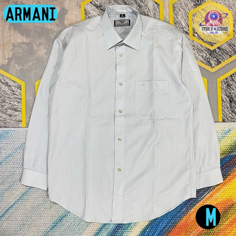 Kemeja Giorgio Armani Size Fit ke M Lengan Panjang Polos Abu