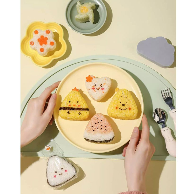 6 SET IN 1 CETAKAN NASI BENTO BEKAL ANAK GEMOY LUCU SUSHI KUNING