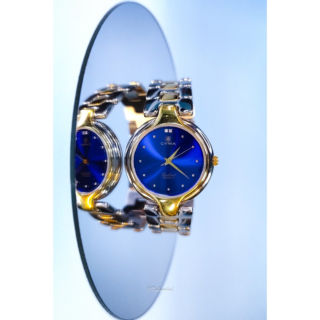 Cyma Sealord Blue Dial Two Tone Original Swiss Ladies Women Wanita Not Bulova Alexandre Baby G Swatc