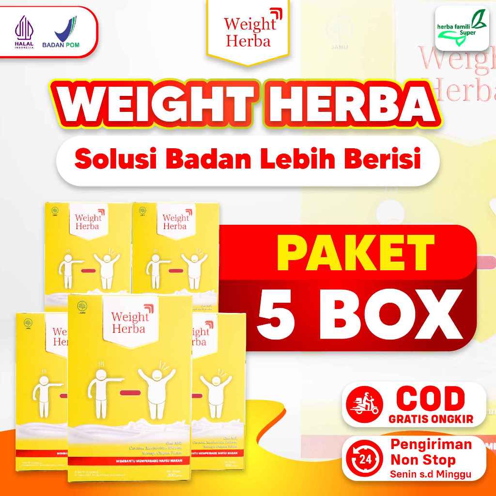 

Paket Super 5 Box WEIGHT HERBA Susu Kambing Etawa dengan Herbal Tambahan Menambah Berat Badan