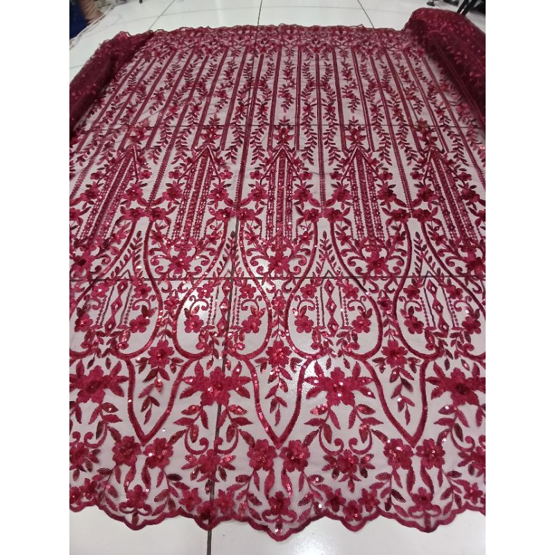 Kain Bordir Full Payet Spenggel/Elisab/Bakal kebaya