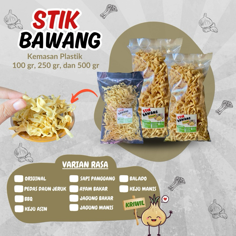 

CAMILAN ENAK, GURIH, dan MURAH Stik Bawang Kriwil / Stick Bawang / Kue bawang / Snack / Cemil