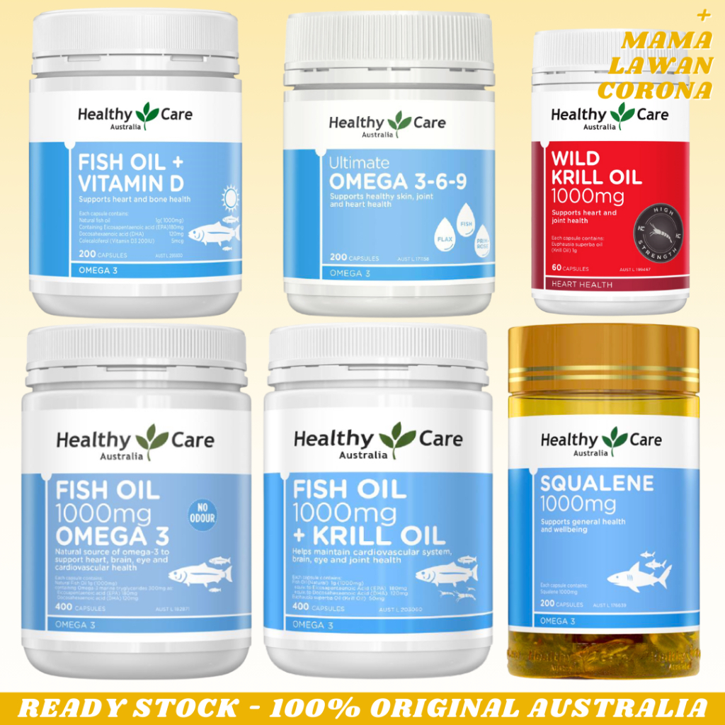 Healthy Care Omega 3 6 9 369 Odourless Fish Oil 1000mg 1000 mg 400 Capsules Wild Krill Vitamin D D3 