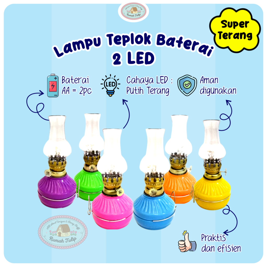 Lampu Teplok 2 LED, Lampu Ublik Baterai, Lampu Emergency, Lampu Templek, Lampu Semprong, Lampu Teplo