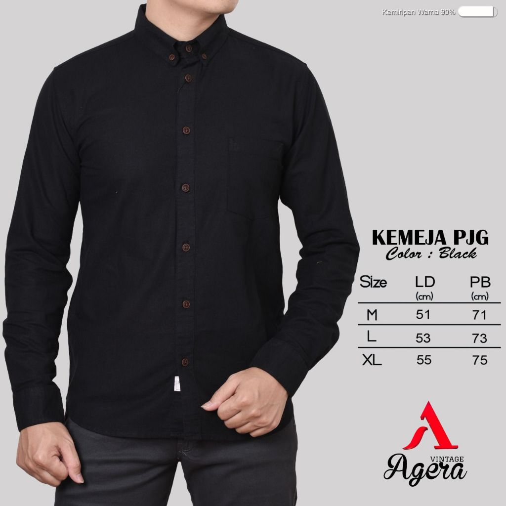 Kemeja Pria Lengan Panjang Polos Brand Agera