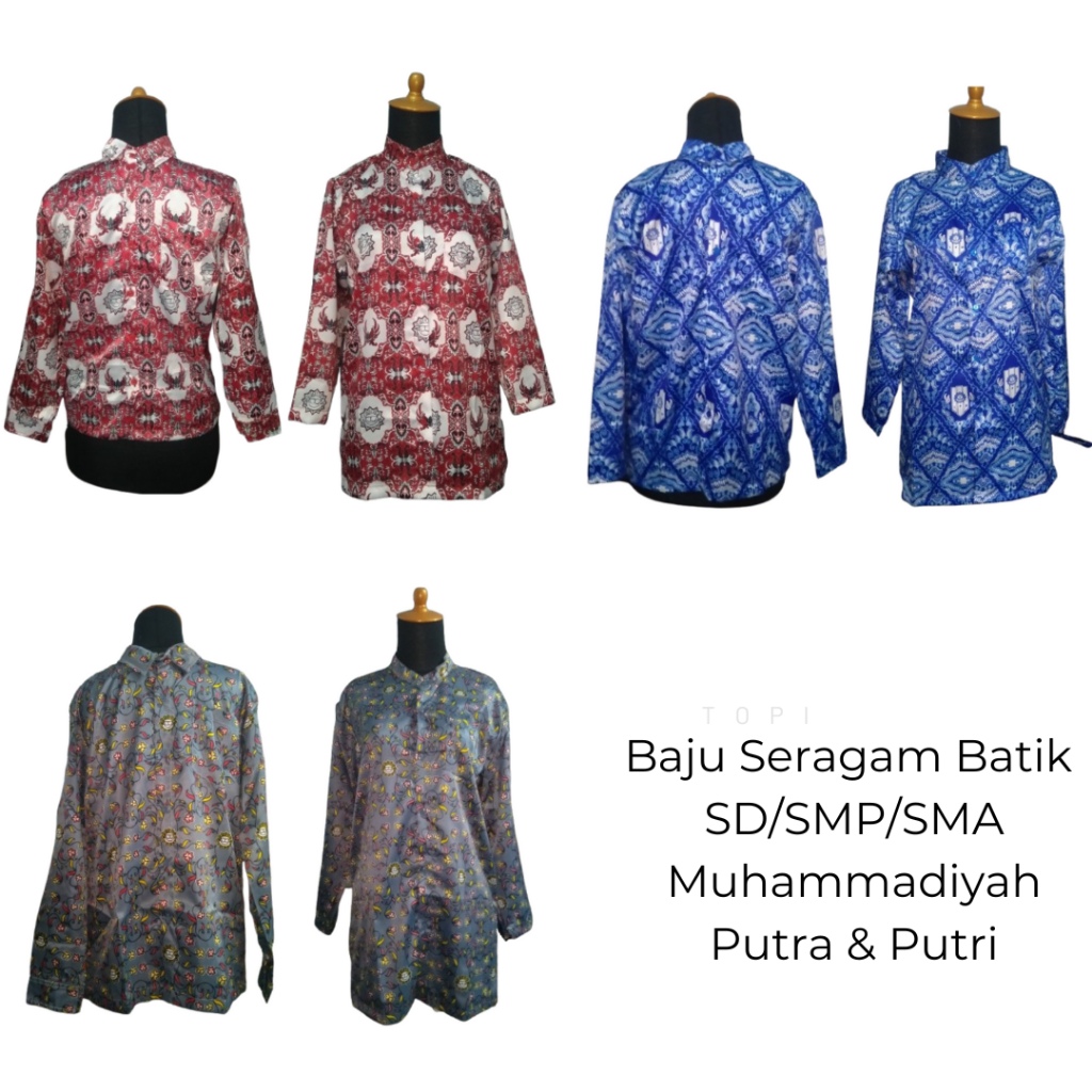 BAJU BATIK IPM (BAHAN SATIN) SD/SMP/SMA MOTIF TERBARU (Cowok & Cewek)