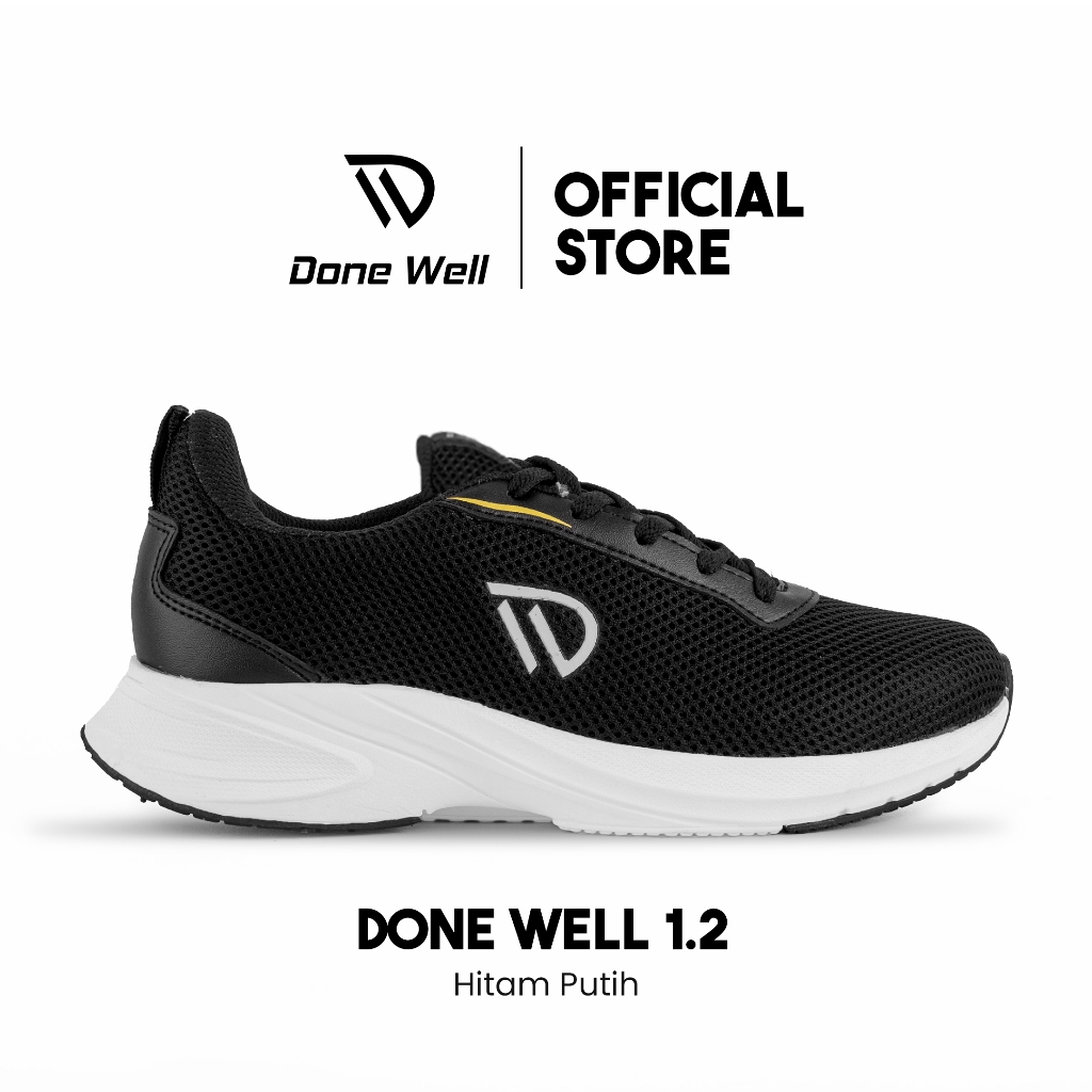 DONEWELL SEPATU SNEAKERS SEKOLAH PRIA DEWASA DONEWELL 1.2 BLACK WHITE HITAM PUTIH