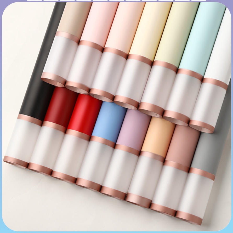 

TREND PRODUCT 2 LEMBAR Kertas Buket Bunga Cellophane Flower Wrapping Paper Double Frame List Gold KB6132