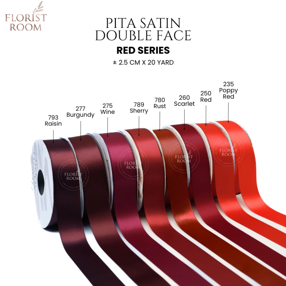 

MURAH MERIAH Pita Satin Double Face 25cm x 2yard Red Series