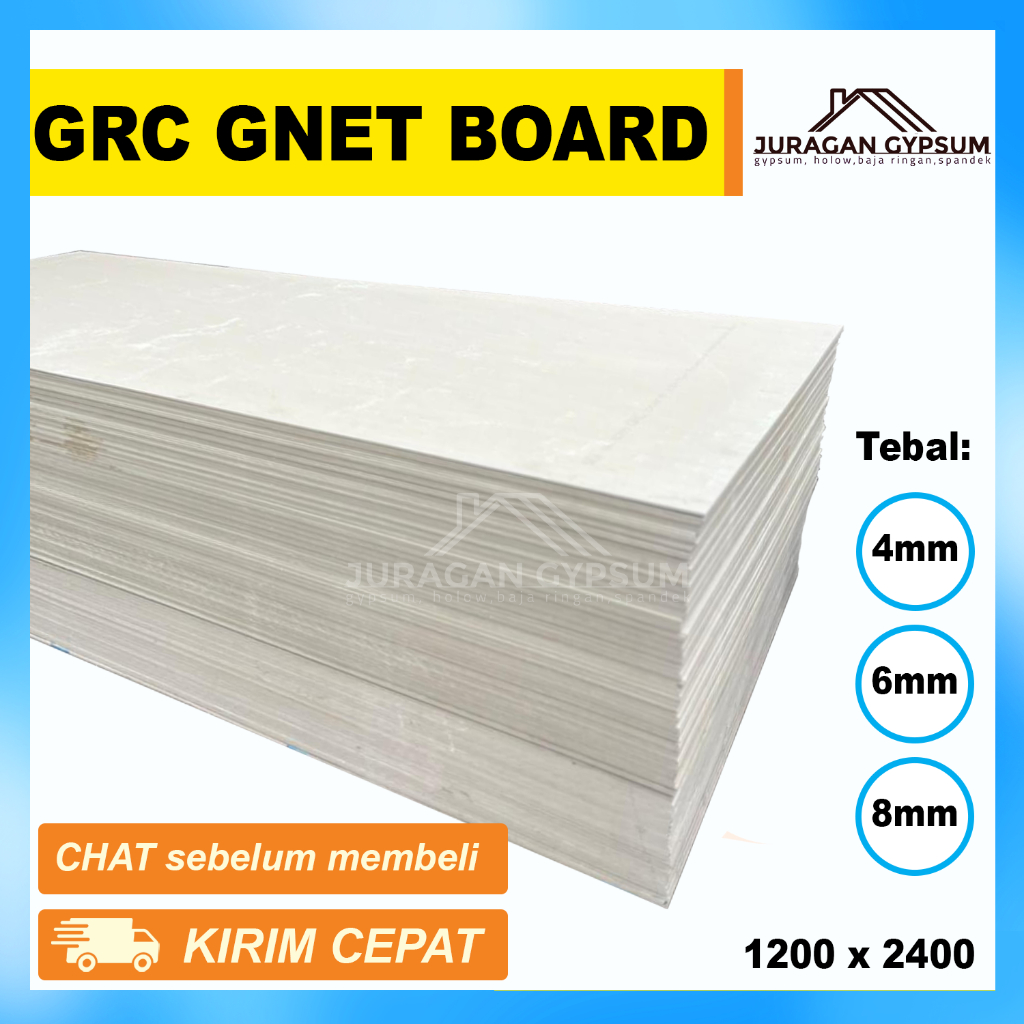 GRC GNET Board 4mm 6mm 8mm | Papan Semen Kalsi |