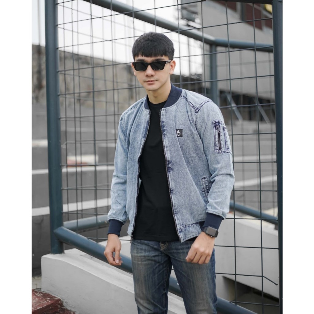 Jaket Bomber Pria Denim The Bojiel - Jaket Bomber Vintage Premium Keren