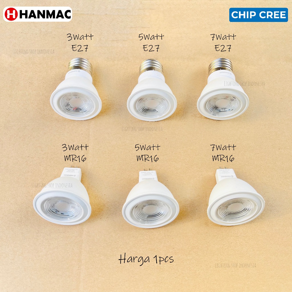 Lampu bohlam led 3watt 5watt 7watt sorot spotlight 220V 24derajat 2700k 3000k 6500k hanmac halogen l