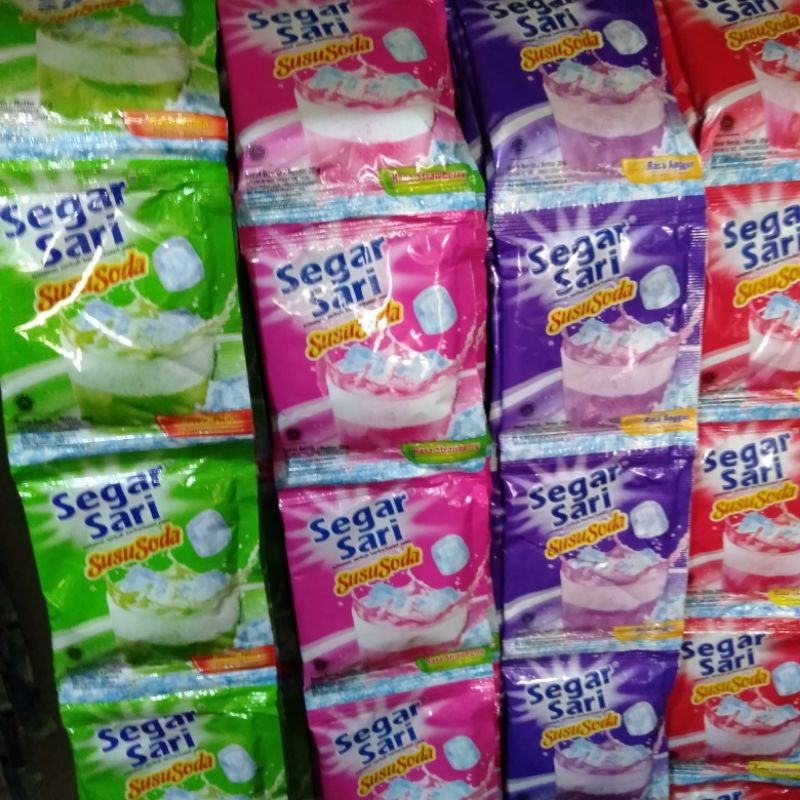 

Instant Drink Powdered Soda Milk / Segar Sari Susu Soda 10 pcs x 20 Gr Rasa Taro, Melon, Strawberry, Cocopandan