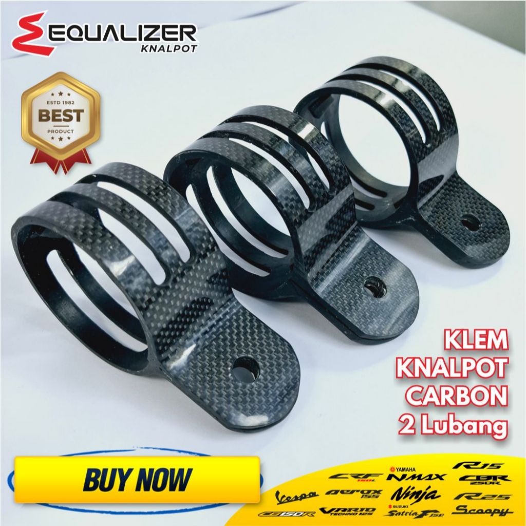 Promo klem knalpot Ninja 2 tak material karbon asli klem karbon carbon 2,5inch Ninja R RR Gantungan
