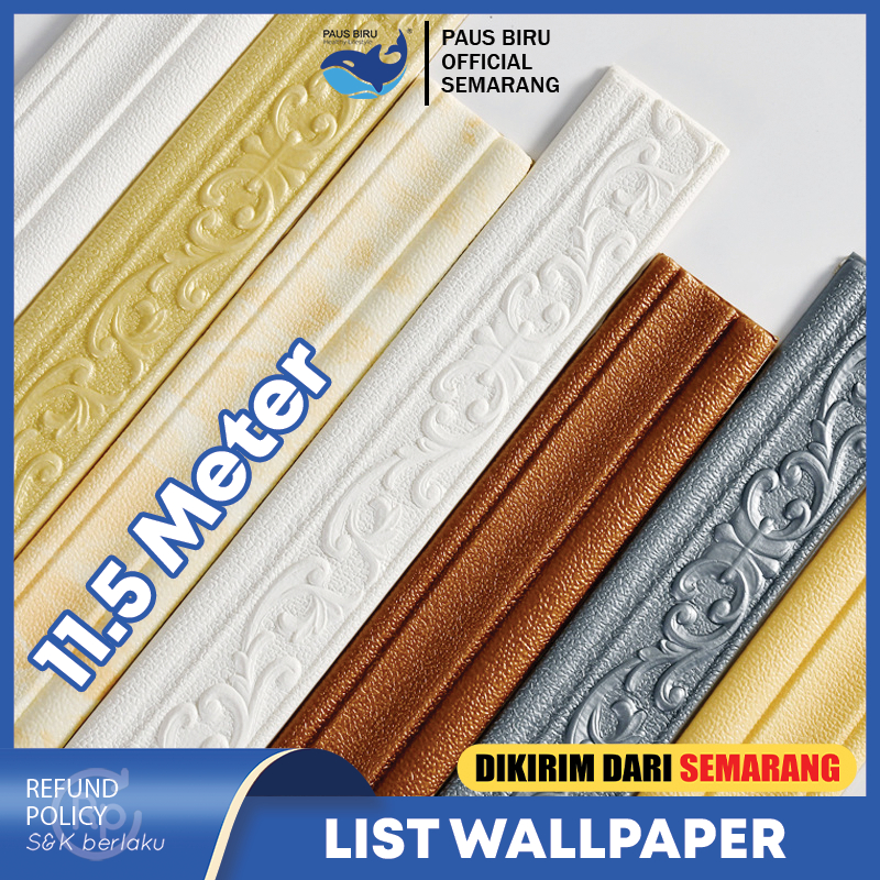 Paus Biru - Paket 5 Pcs Wall Border List 2.3 M - Wallborder Foam 3D List Dinding Wallpaper 3D PVC