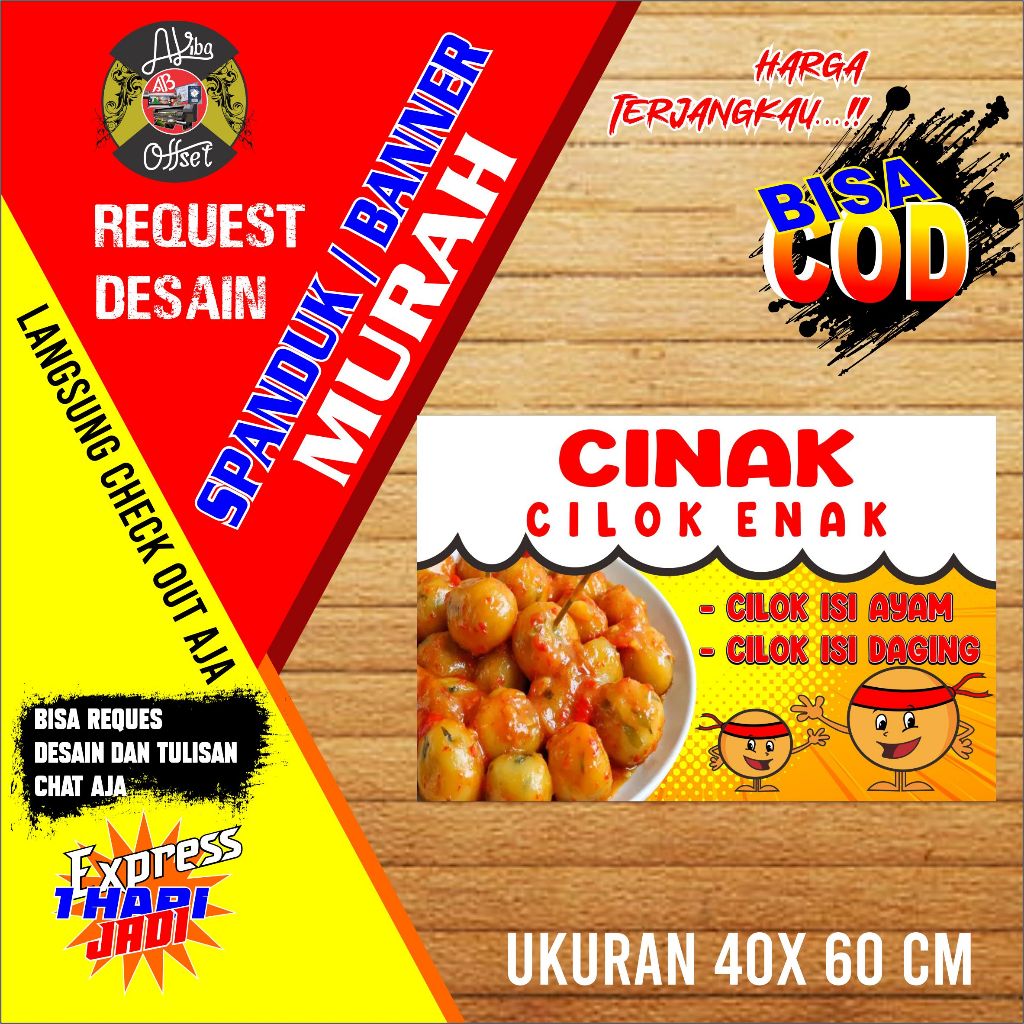 SPANDUK BANNER CINAK UKURAN 40X60CM