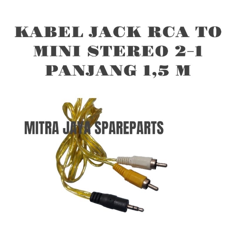 KABEL JACK RCA TO MINI STEREO 2-1 ,PANJANG 1,5M JACK SPEAKER RCA MINI STEREO
