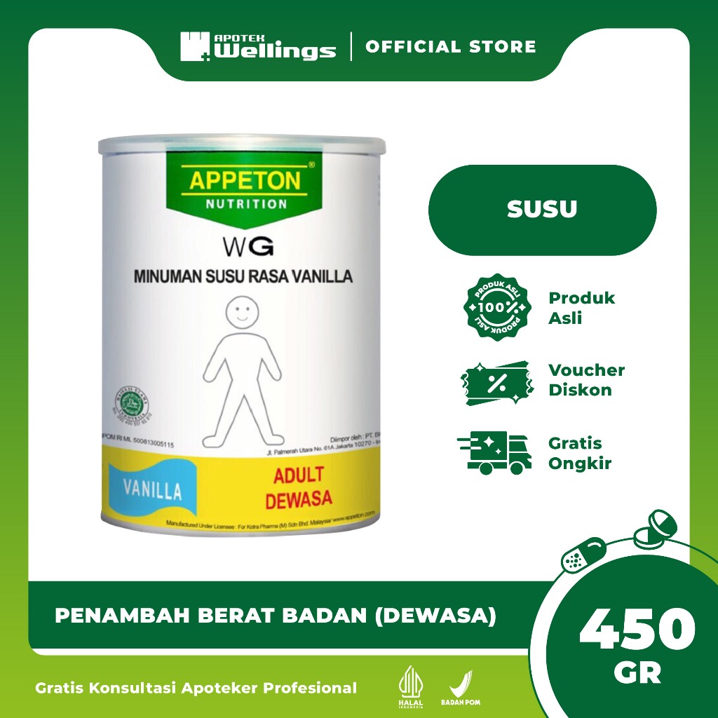 

Appeton Weight Gain Adult Susu Penambah Berat Badan Vanilla 450gr