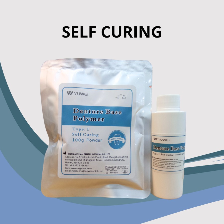 Paket Bubuk Acrylic Self Curing  SC Powder 100gr + Liquid 100ml MEREK YUWEI