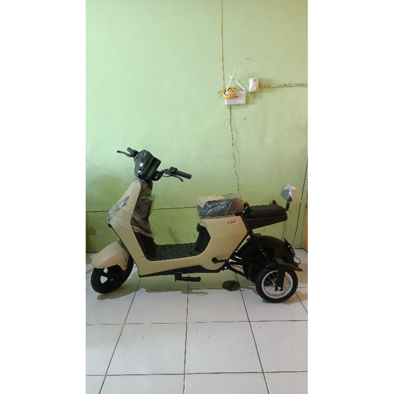 sepeda listrik D60 modif roda bantu