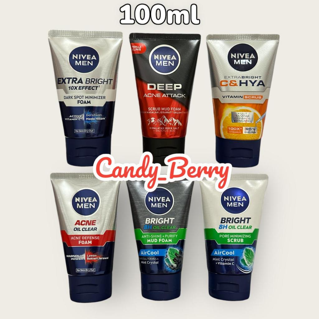 NIVEA MEN Facial Wash Extra White Bright Dark Spot Minimizer Foam 100ml Sabun Wajah Pria