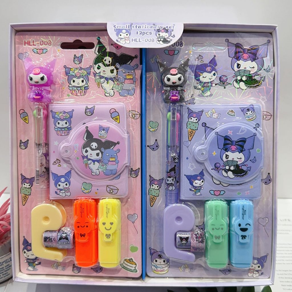 

Buku Diary Kancing Karakter 7 in 1 Notebook Kuromi / Capybara / Labubu highlighter Set alat tulis mini isi 7 buku kecil pulpen highlighter mini solatip paket Murah Kado Unik Souvenir