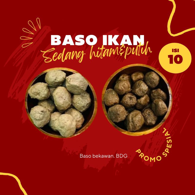 

Bakso ikan sinar bahari sedang isi 10 butir hitam & putih kemasan vacum bisa cod