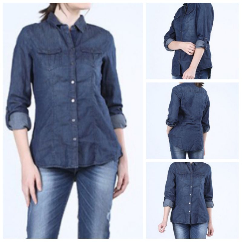 COD Kemeja Denim Wanita Lengan Panjang/Kemeja Wanita Polos Terbaru Nyaman Dipakai/Atasan Wanita Rema
