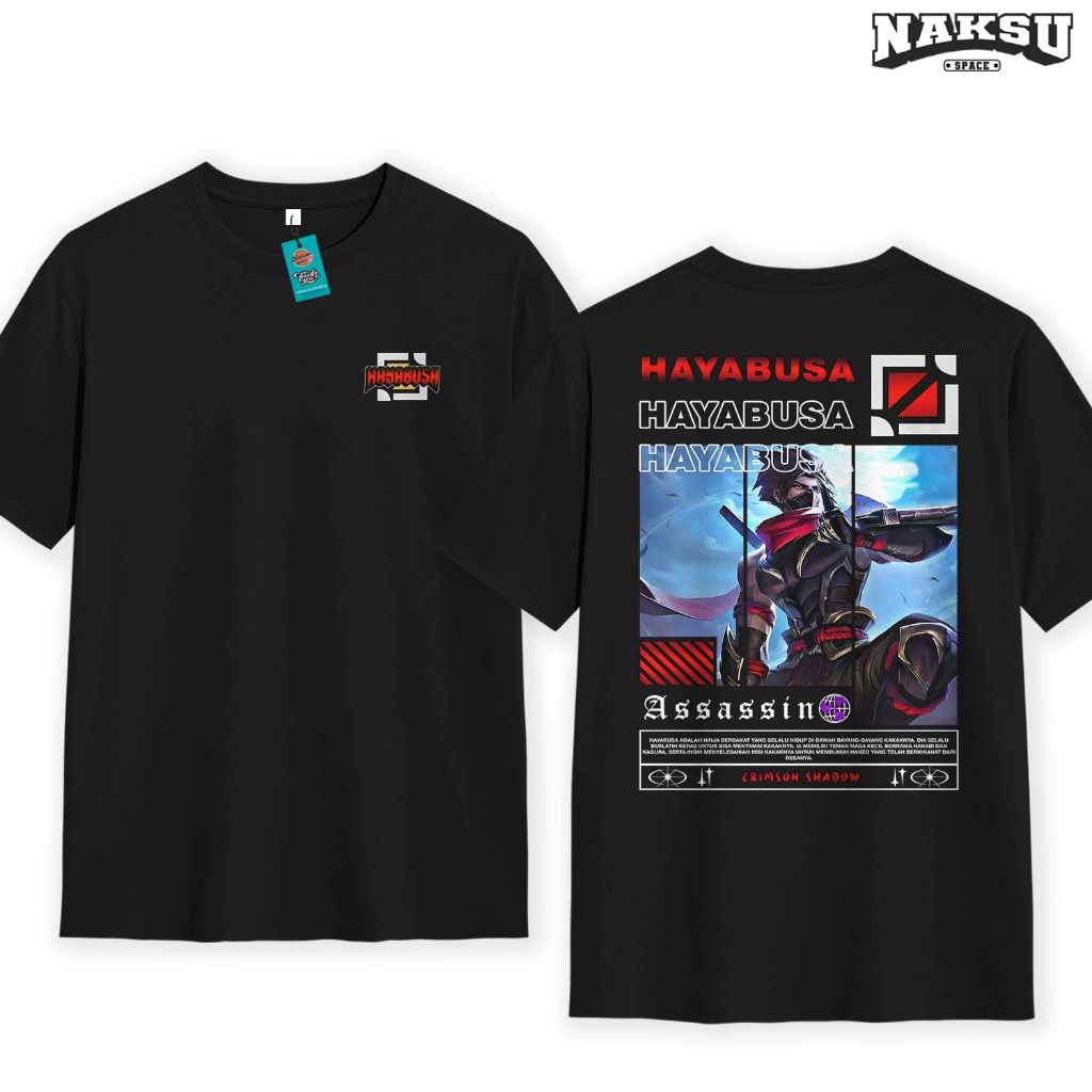 KAOS MOBILE LEGENDS SKIN HAYABUSA CRIMSON SHADOW UNISEX BAJU DISTRO MOBA KATUN COMBED 30S