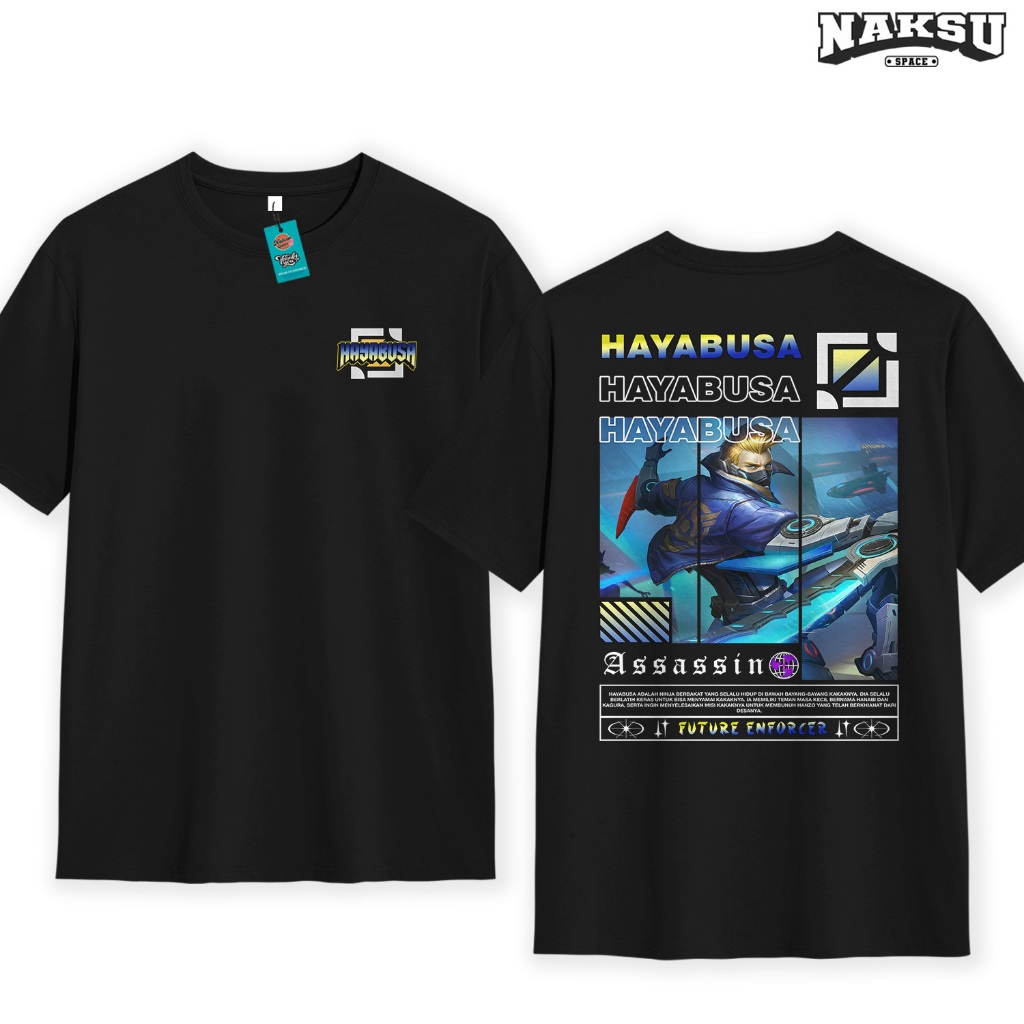 KAOS MOBILE LEGENDS SKIN HAYABUSA FUTURE ENFORCER UNISEX BAJU DISTRO MOBA KATUN COMBED 30S
