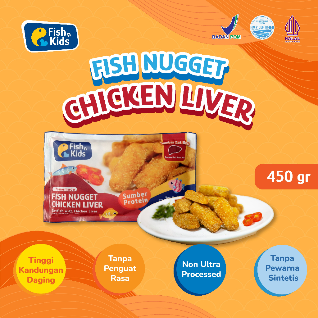 

Nugget Homemade MPASI Ikan Lele + Ati Ayam 450 gram/ Frozen Food Non MSG Fish n Kids