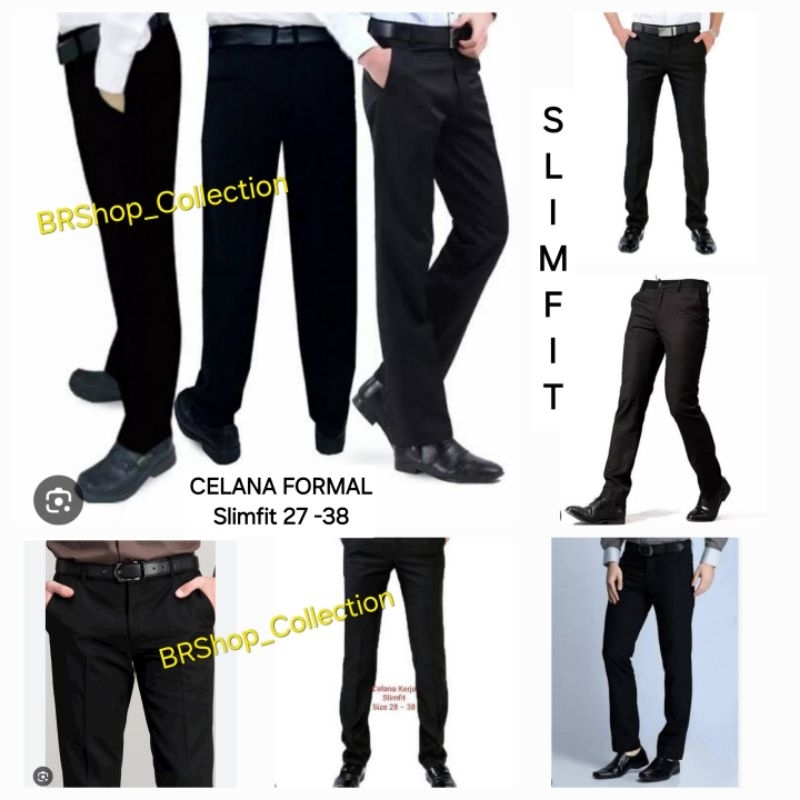 ZETMAN - GARCIA - Celana Panjang SLIMFIT Pria Warna Hitam untuk Kerja